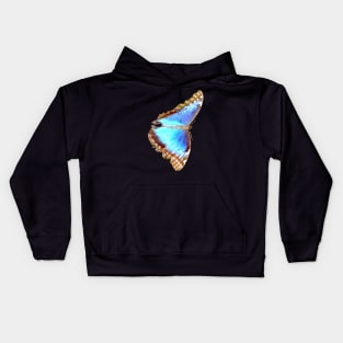 Morpho Butterfly on black Kids Hoodie